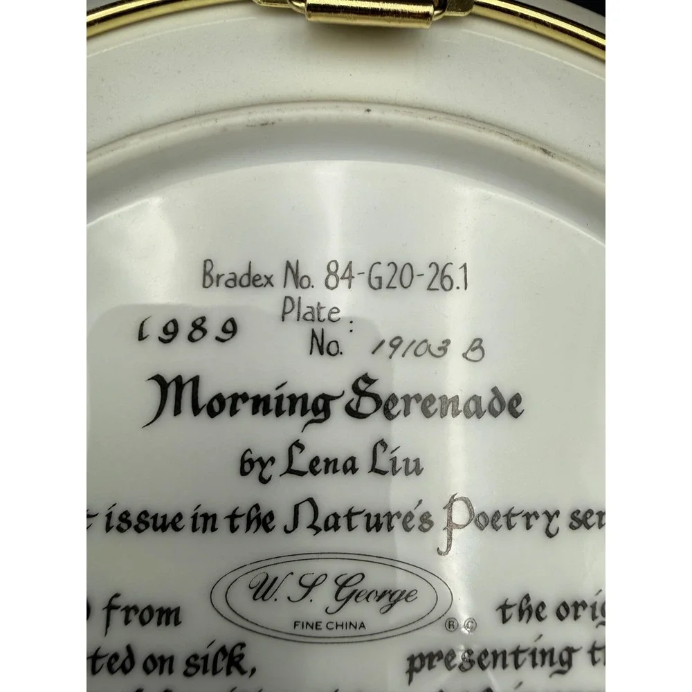 1989 Lena Liu Morning Serenade Cardinal Collector Plate W.S. George 8.5